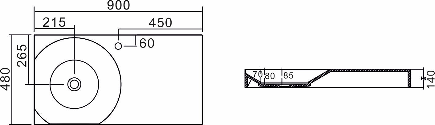 Раковина NSS-9048G серия NS Bath