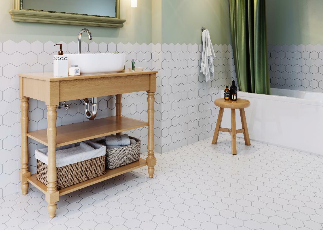 Мозаика Hexagon big White Matt (SBH1005) серия Homework