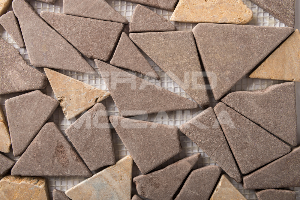 Мозаика 052376 MS-TRI MIX МРАМОР красно-жёлтый треугольный серия Nature