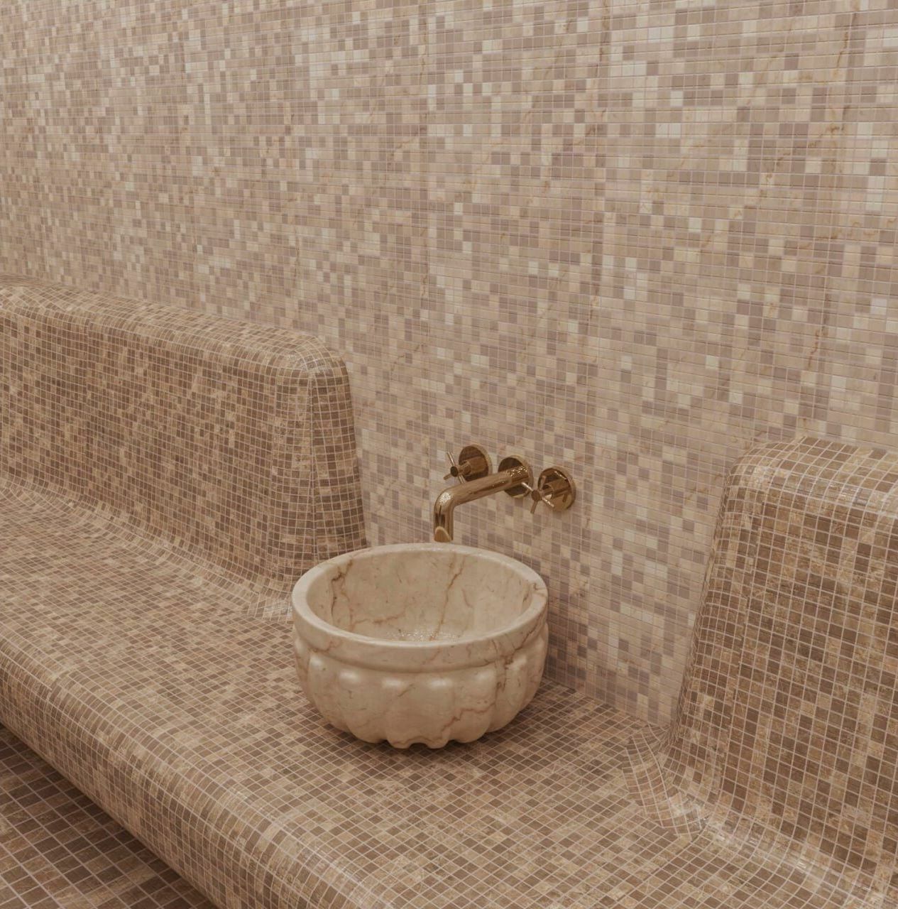 Мозаика Emperador Light Pol. 15X15x4 серия Orro Stone