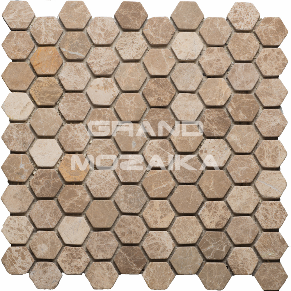 Мозаика Hexagon Emperador Light Tum серия Orro Stone